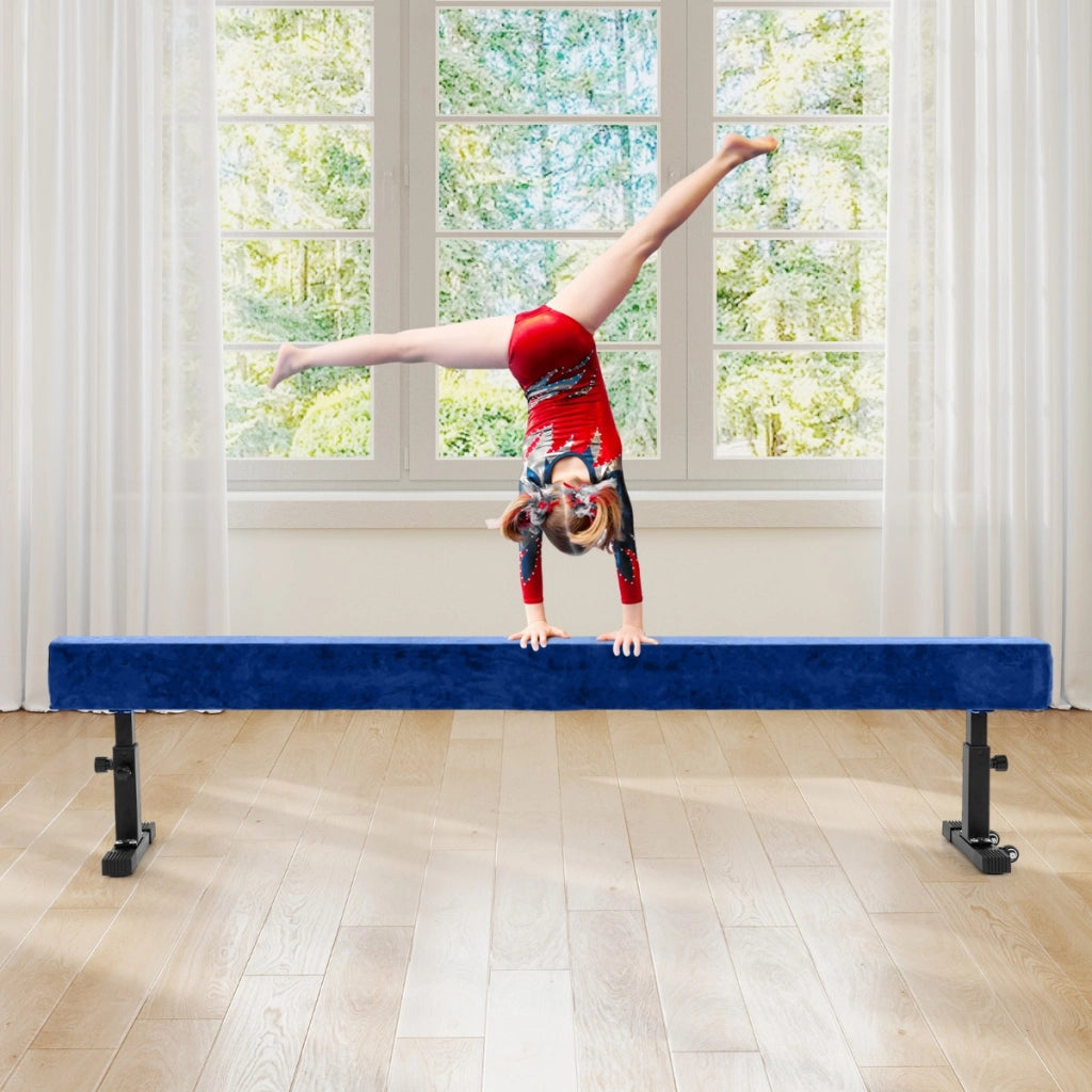 Trave di equilibrio regolabile con 3 altezze per principianti e professionisti, Attrezzatura per allenamento a casa Blu-Sbarre e travi da ginnastica