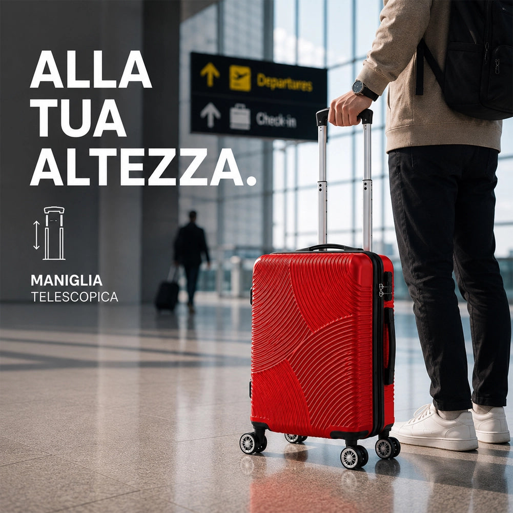 Valigia Bagaglio a Mano 55x40x20 cm Rosso Trolley Ortega Adatto Ryanair Easyjet