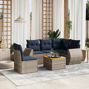 Set Divani da Giardino 6 pz con Cuscini Grigio in Polyrattan 3225011