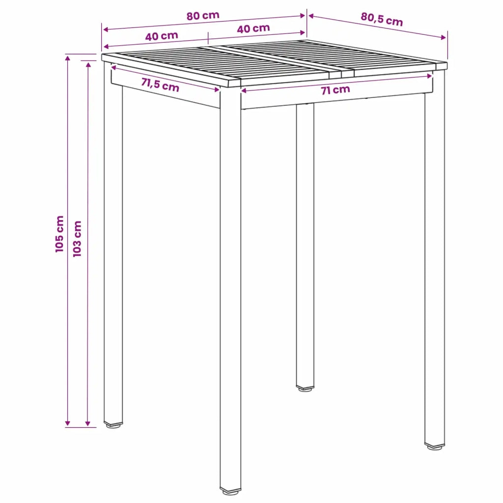 Tavolo Bar da Giardino Bianco e Nero 80 x 80,5 x 105 cm 901776