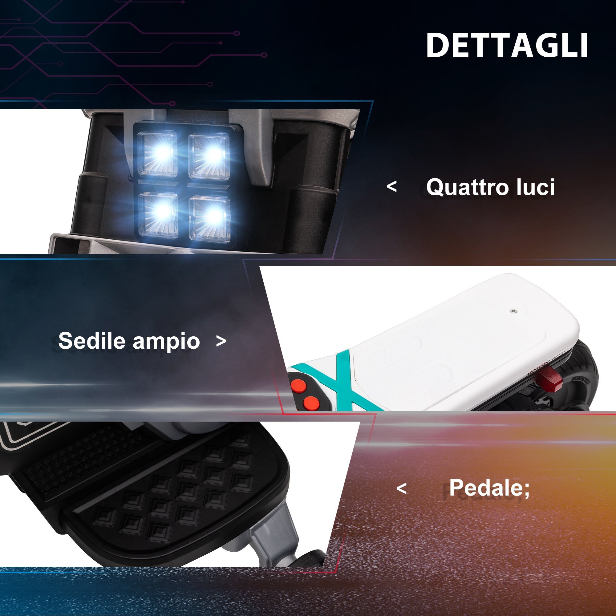 Moto Elettrica per Bambini 6V   Bianca e Nera