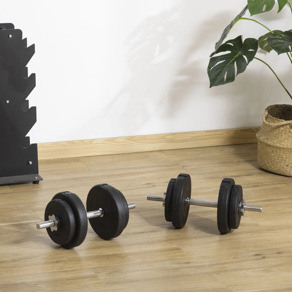 Set Manubri Pesi 20 kg con Dischi e Manubri ¨C zephmum ¨C Nero 43x18x7.5 cm