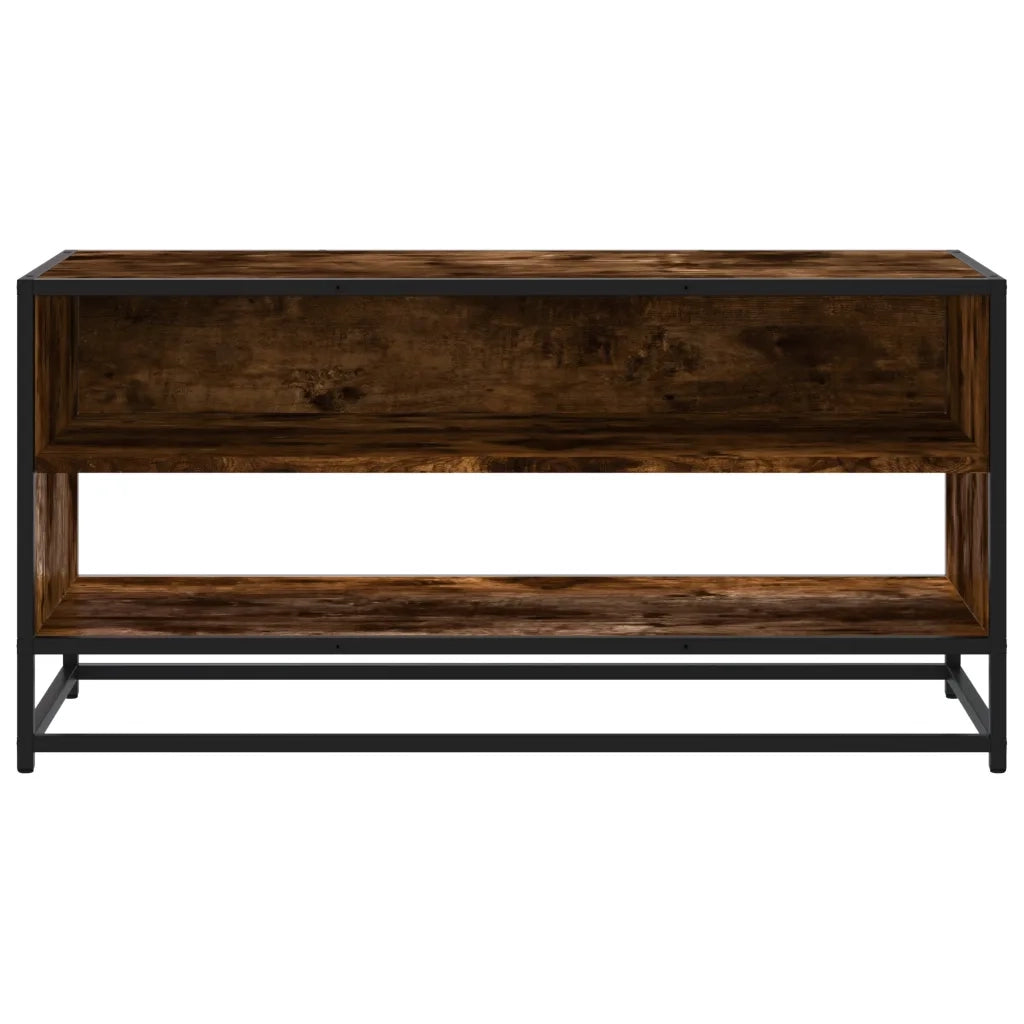 Mobile TV Rovere Fumo 91x40x46 cm Legno Multistrato e Metallo 848886