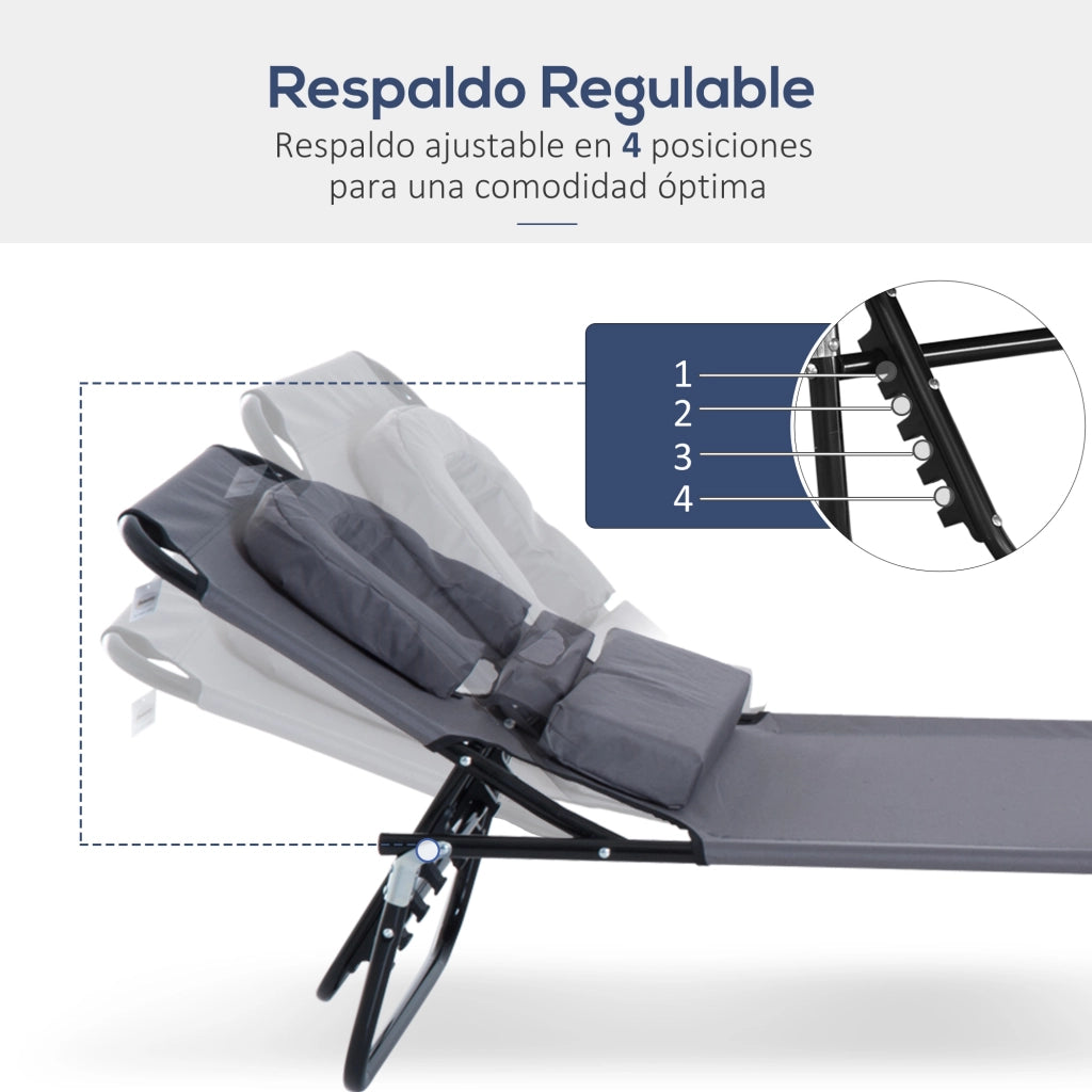 Tumbona pieghevole ¨C zephmum ¨C grigio metallo tela Oxford 190x56x28 cm
