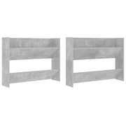 Scarpiere Muro 2 pz | Mobile per scarpe Grigio Cemento 80x18x60cm Legno Multistrato