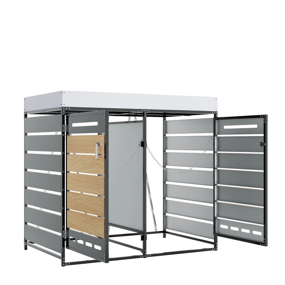 Box Portarifiuti con Fioriera ¨C Xylo ¨C Legno, Metallo, con Serratura