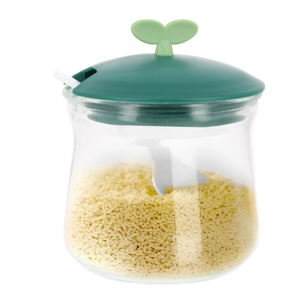 Set 3 barattoli per spezie in vetro con coperchi e base in plastica Verde Cheffinger