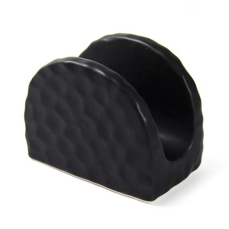 PORTA TOVAGLIOLI NERO IN CERAMICA MODELLO ONDULATO 10 X 6 X 8 CM