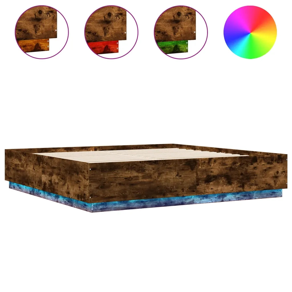 Giroletto con Luci LED Rovere Fumo 200x200 cm Legno Multistrato 3209587