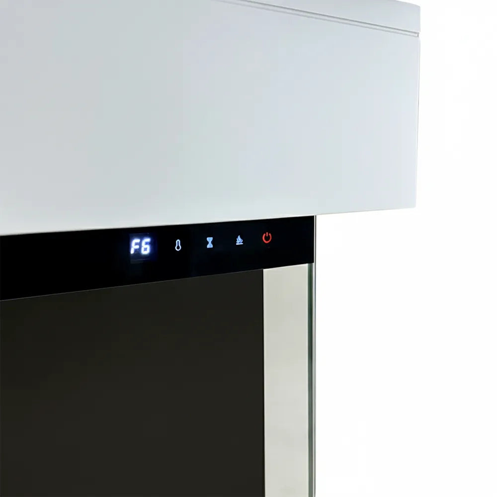 Tempo Style - Caminetto elettrico CALLIOPE Bianco con cornice in legno MDF effetto fuoco reale 750 - 1.500 W