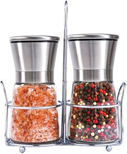 Set di 2 - Macinatore di Pepe - Macinatore di Sale - con standard in acciaio inossidabile - adatto per pepe, sale o altri condimenti - Rifornibile - manuale - Macinatore di Condimenti - 6,8*13,5cm - argento - pp