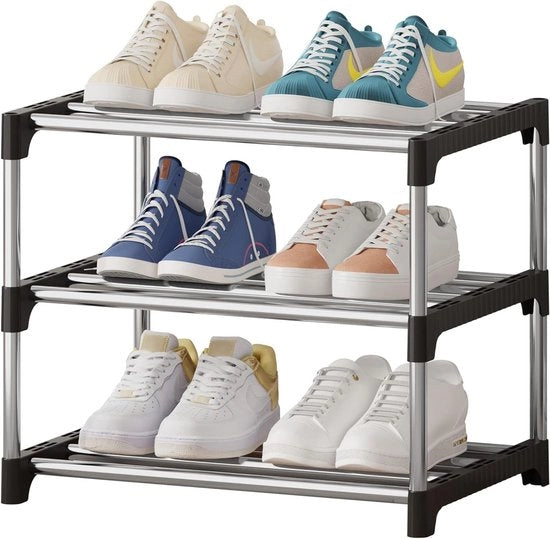 Scatola a 3 Livelli per Organizzare Scarpe con Spazio per Gambe per Entrata e Corridoio