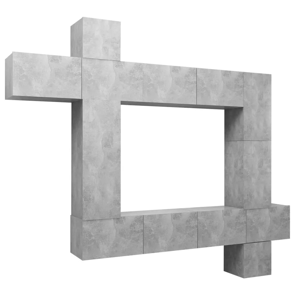 Set Porta TV 9 pz Grigio Cemento in Truciolato cod mxl 64431