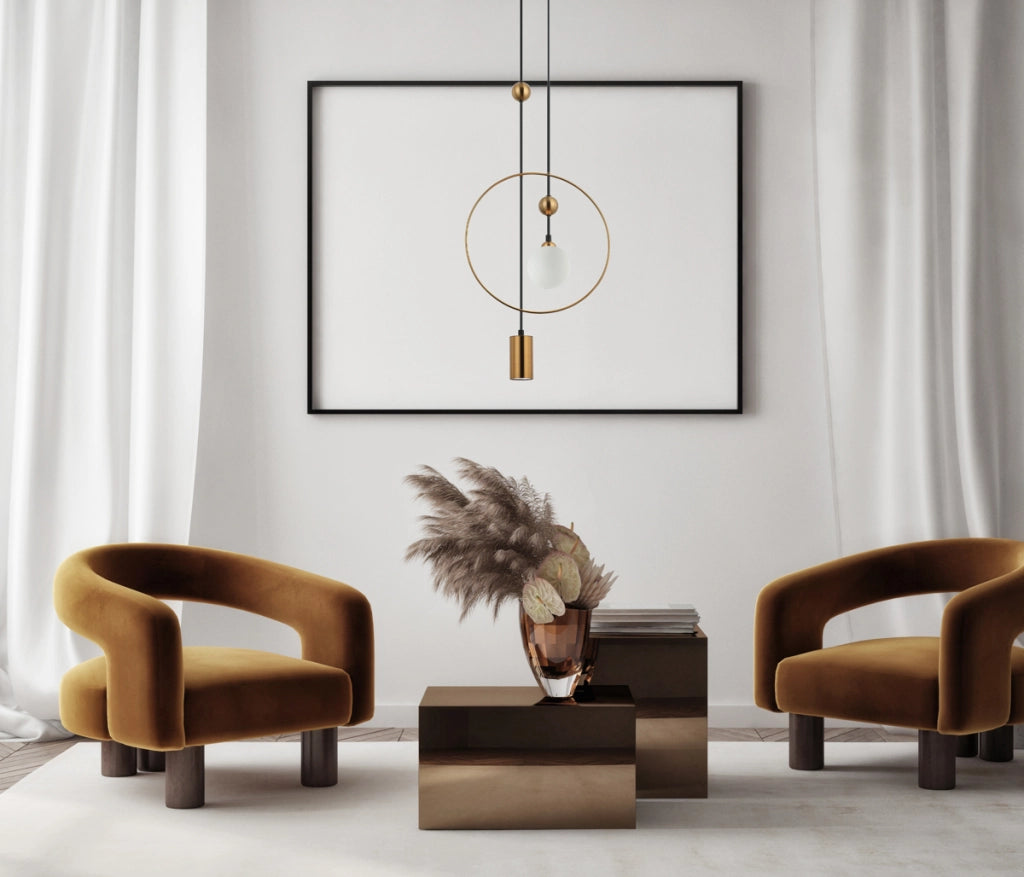 Lampada sospensione Italux Trosti 2 luci ottone 150cm