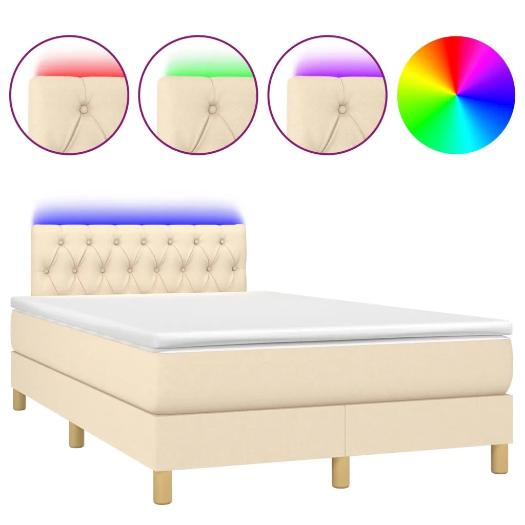 Letto a Molle con Materasso e LED Crema 120x200cm in Tessuto cod mxl 57715