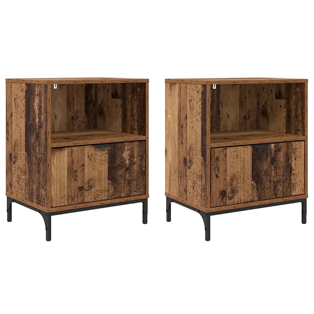 Comodini 2 pz-Set di 2 Tavolino da notte Legno vecchio 49 x 36 x 61 cm Legno multistrato