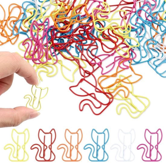 50 paperclips e bladwijzers colorati con motivi di gatti, articoli scolastici multicolori, articoli per ufficio e idee regalo per insegnanti, amanti dei gatti, donne, studenti e colleghi