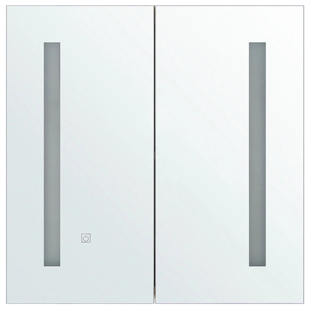 Armadietto a specchio per bagno in multistrato argento 60 x 60 cm Armadio pensile a 2 ante con luci a LED