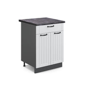 Mobiletto base per cucina Fame-Line Bianco rustico/Antracite 60 cm con cassetto, PL Antracite Vicco