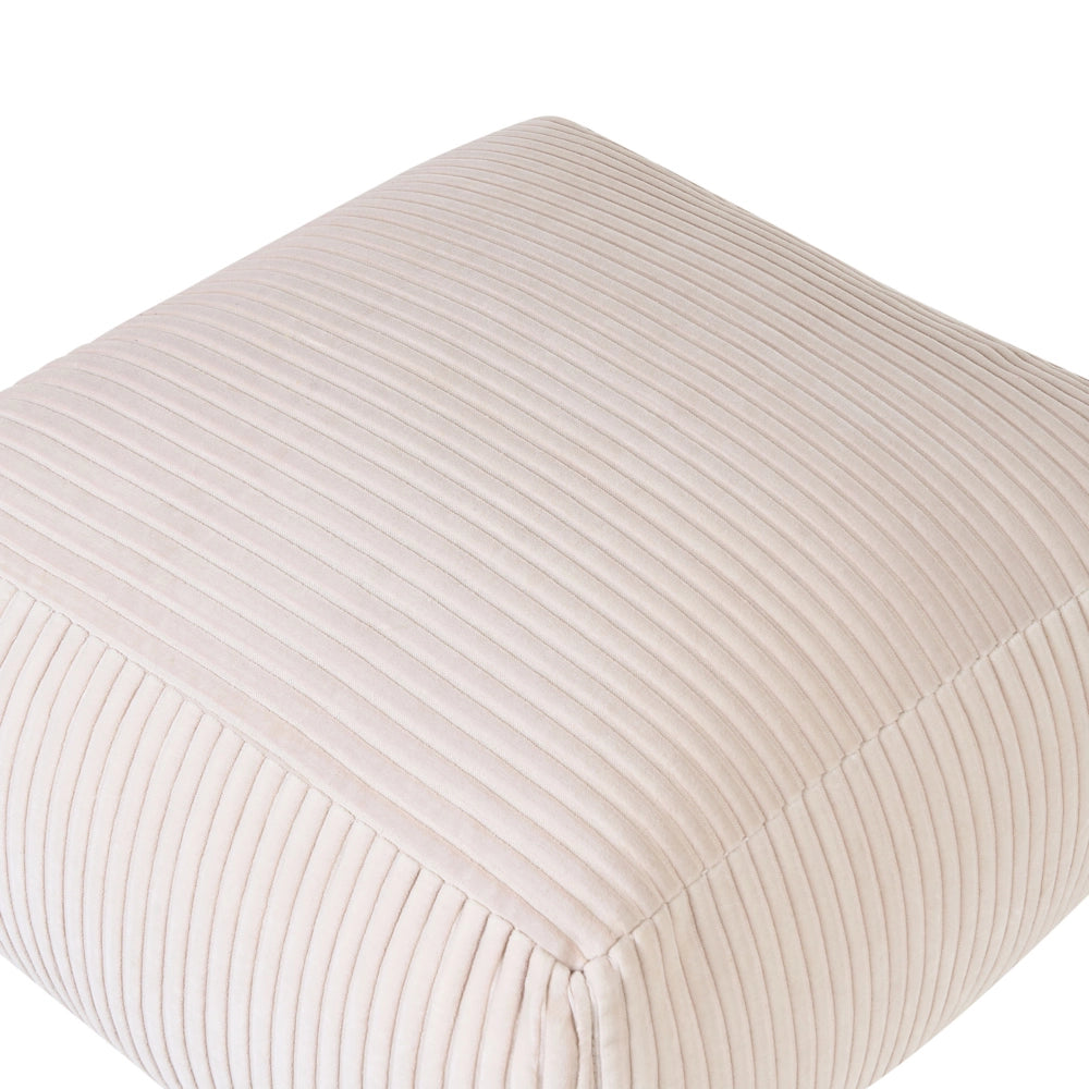 Moderno Pouf Intrecciato da Salotto Velluto a Coste 50 x 30 cm Motivo Beige Chiaro