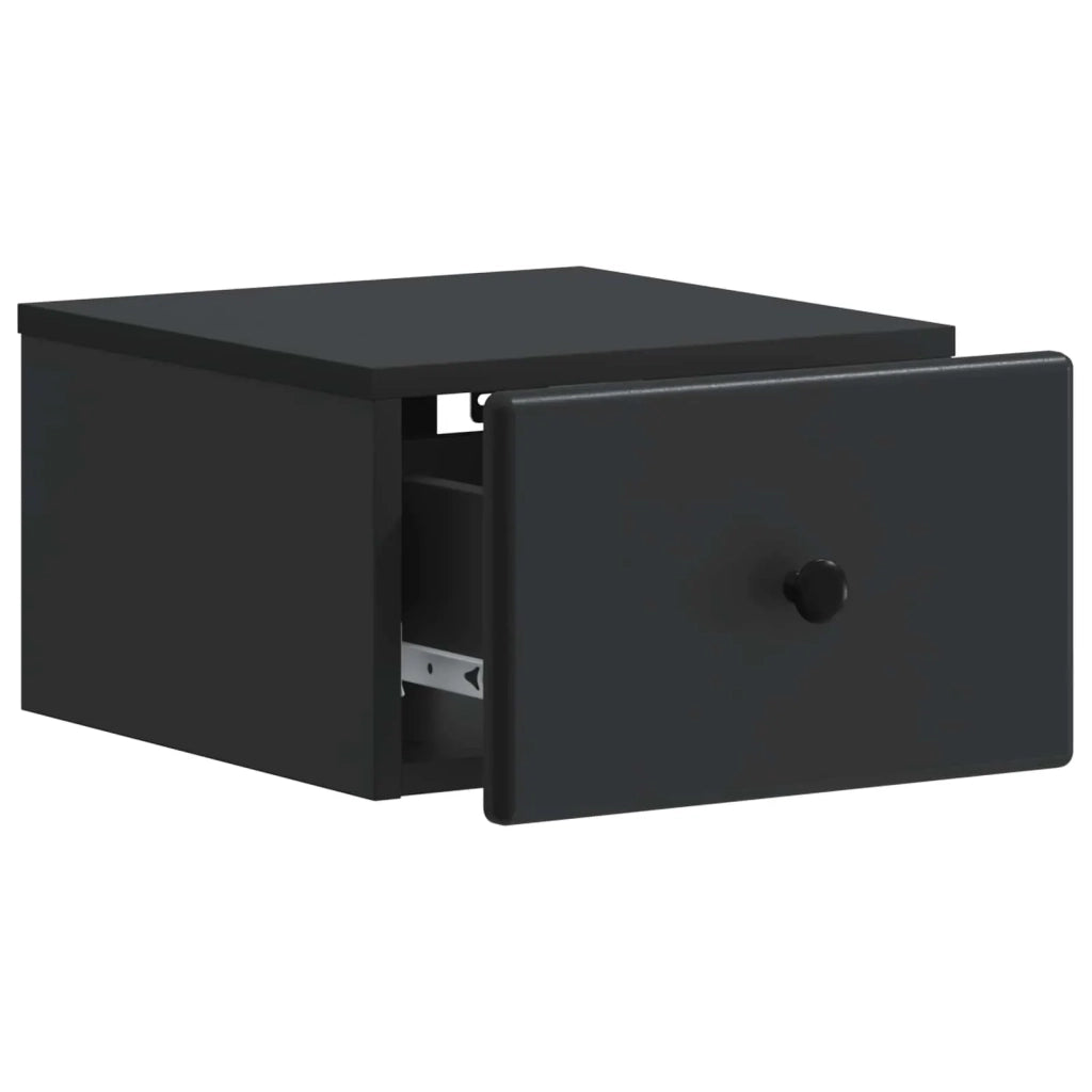Mobiletto da notte a muro con cassetto Nero 34,5 x 33 x 20 cm 899107