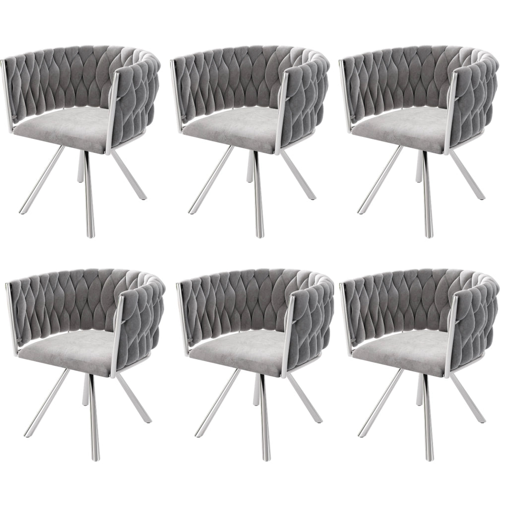 Sedia da Pranzo Girevole in Velluto, Set 6 Pezzi ¨C Xylo ¨C Grigio, Gambe in Metallo