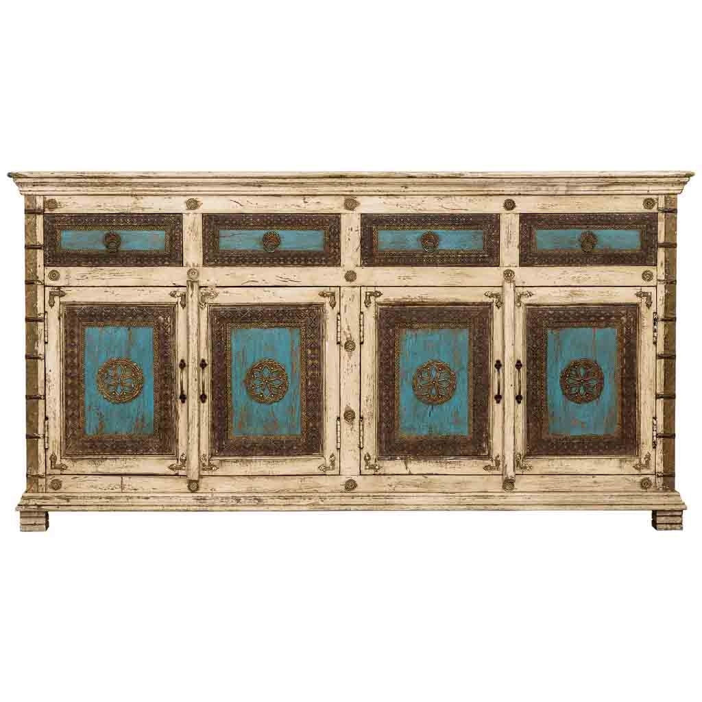 Credenza in legno artigianale, 180x45x96h cm, bianco