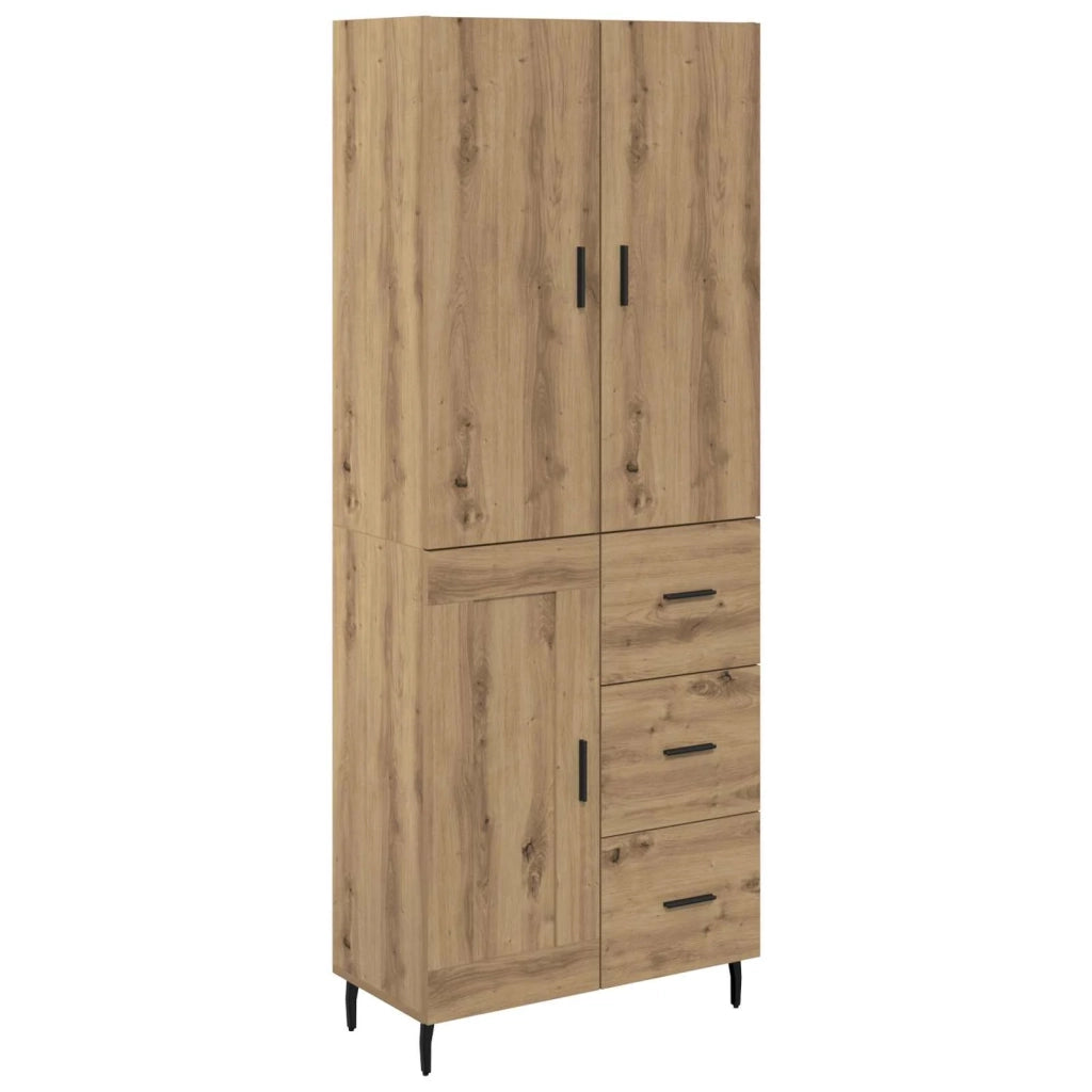Credenza 2 pcs Rovere artigianale Legno Stratificato e Vetro 3415934