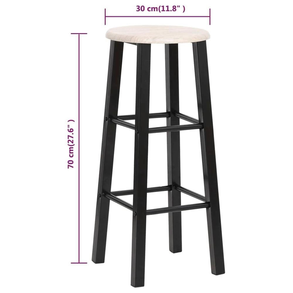 Bar Stools, 2 Pieces, Black MDF