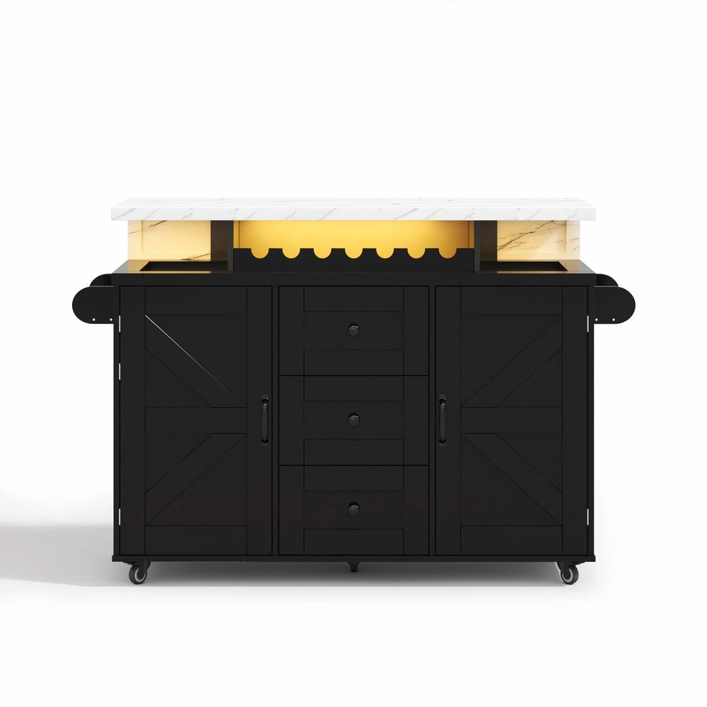 Isola Cucina Mobile con Piano Ribaltabile ¨C Xylo ¨C Legno, 5 Ruote, 120x42x93 cm