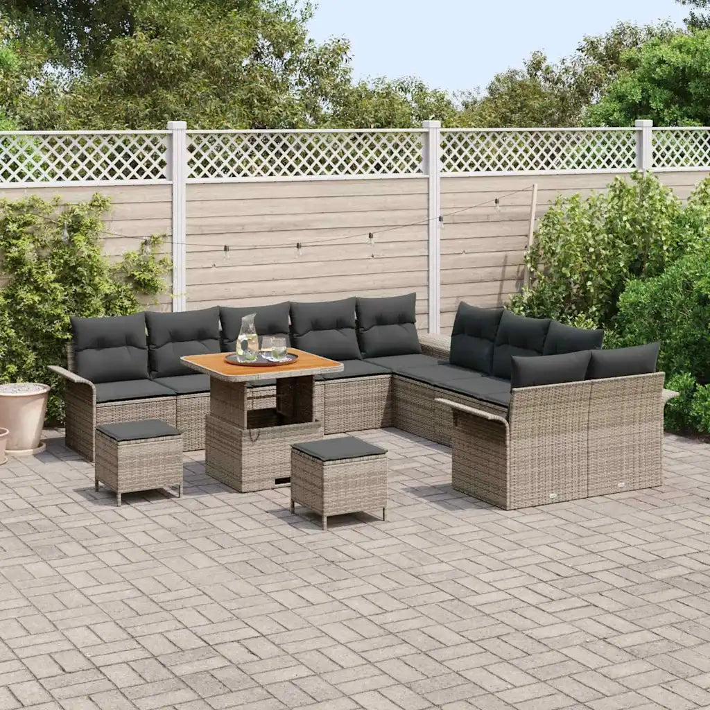 Set Divano da Giardino con cuscino 13 pcs Grigio 3364143