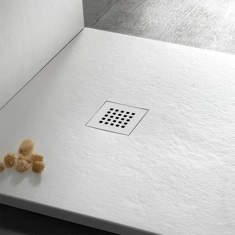 Piatto doccia resina 80x100 semicircolare destro bianco pietra riducibile   Loren