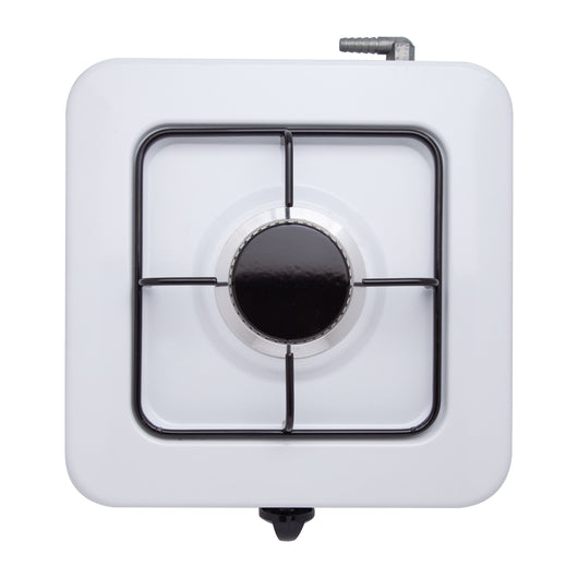 SOGO Fornello a Gas Portatile 1 Fuoco – GPL G30, 1,85kW, Bianco Smaltato, Controllo Fiamma, Uso Esterno, Bruciatore Ø84,5 mm, Senza Coperchio