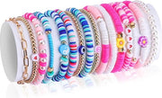 Armbandi a mano con disegno a raggiera - Preppy Boho anello a cerchio - Collana di perle Heishi allungabile - Accessori estivi per donna per il mare