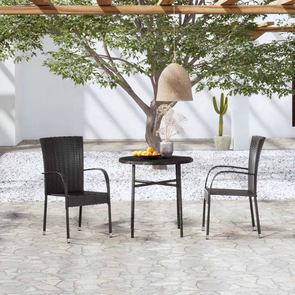 Set Mobili da Pranzo per Giardino 3 pz Polyrattan Nero 3098028