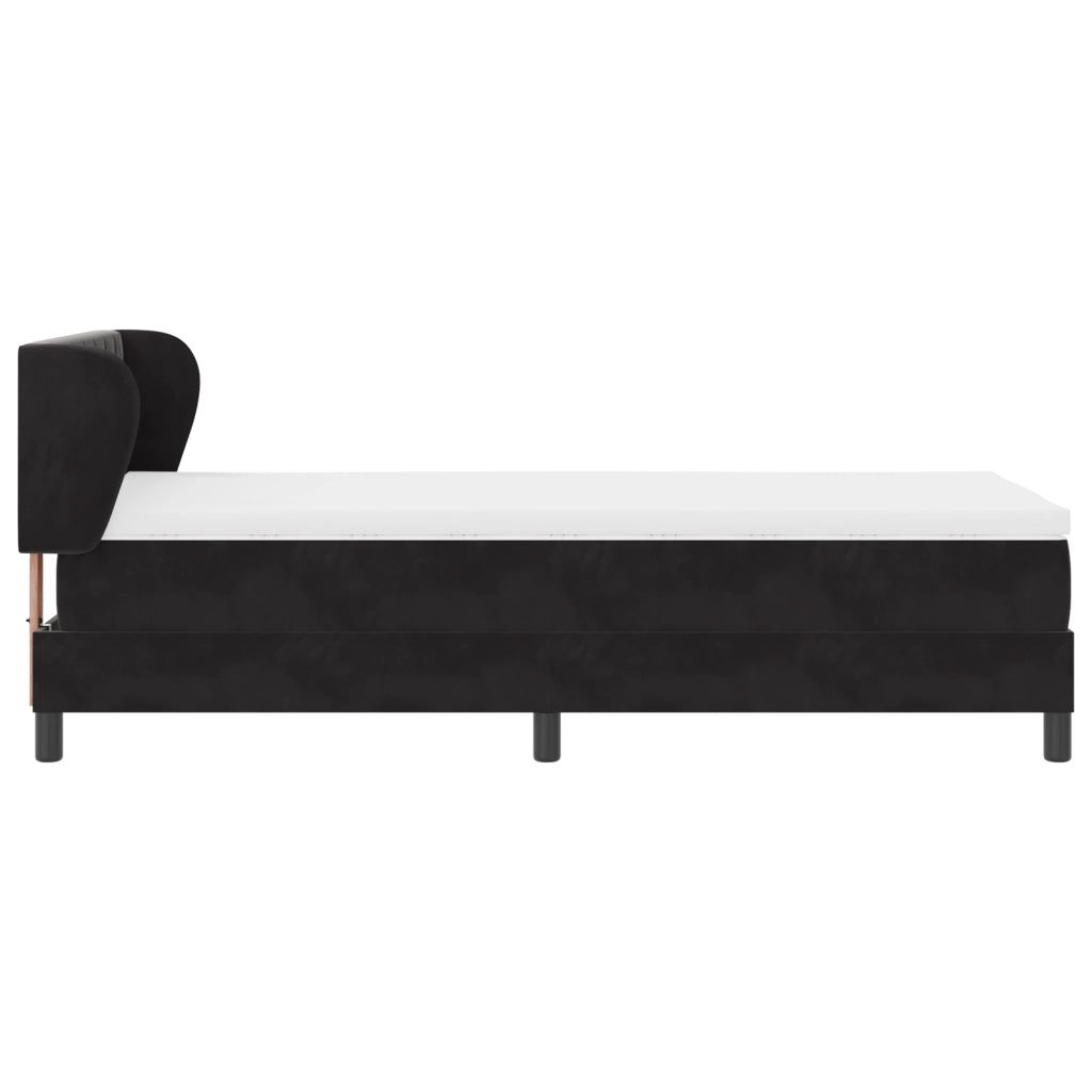 Letto Box Spring con Materasso Nero 100x200 cm Velluto