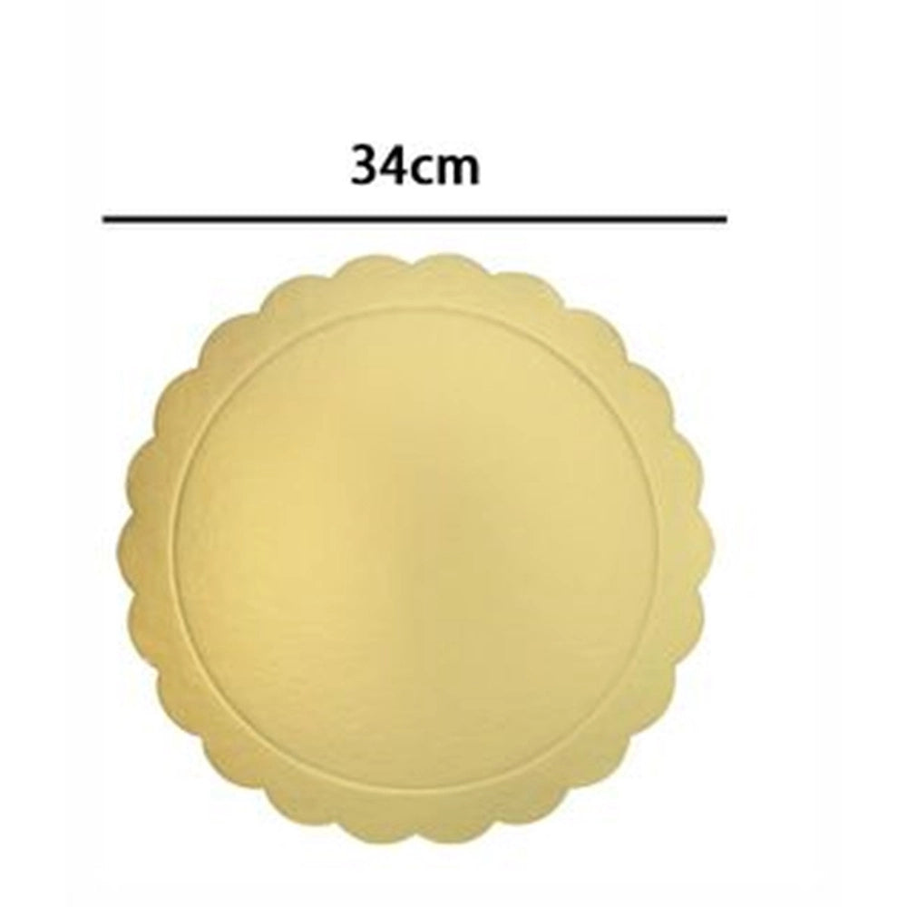 Trade Shop - Set 2 Pz Base Per Torta Rotonda Piatto Sottotorta Dorato 34 Cm Con Bordino 31166 -