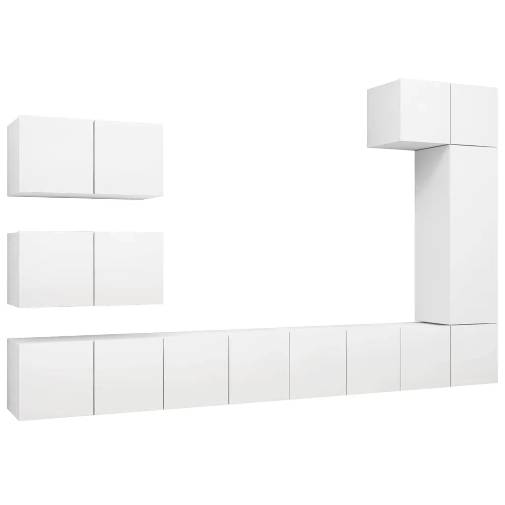 Set Mobili Porta TV 8 pz Bianco in Legno Multistrato 3078716