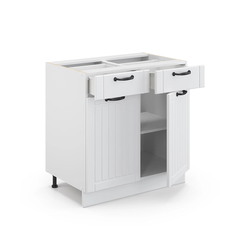 Mobiletto base per cucina Fame-Line Bianco rustico/Bianco 80 cm, PL Antracite Vicco
