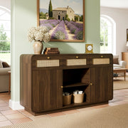 Mobile TV lussuoso - Zephmum - 120x40x85 cm - Nussbaum - Schubladen, Rattan, Goldgriff, h?henverstellbar