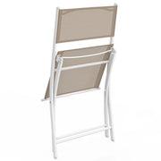 IDMarket - Set di 6 sedie da giardino pieghevoli BASTIA in metallo e textilene, bianco e beige