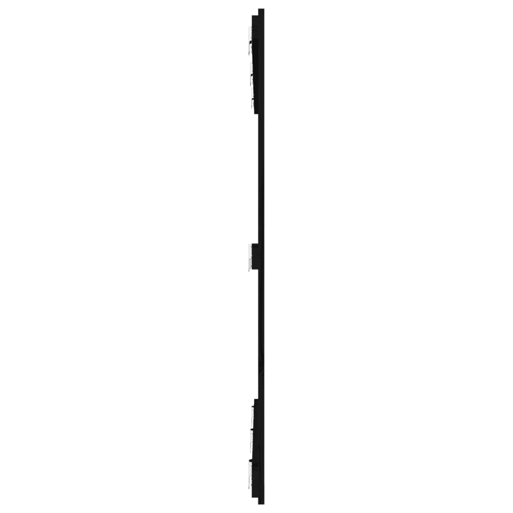Testiera da Parete Nera 146,5x3x110cm in Legno Massello di Pino