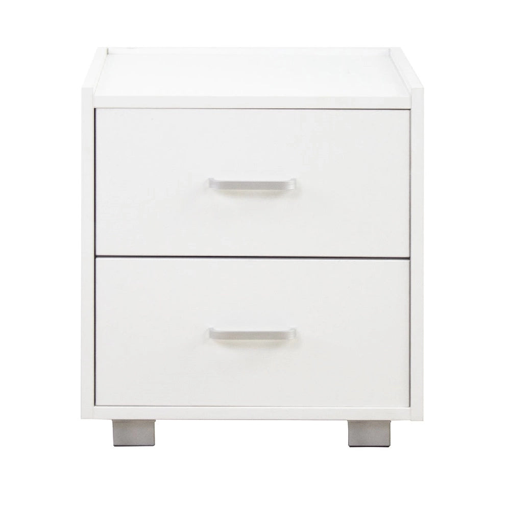 Coppia Comodini in Legno 2 Cassetti Bianco Moderno 40X43 H 44 cm