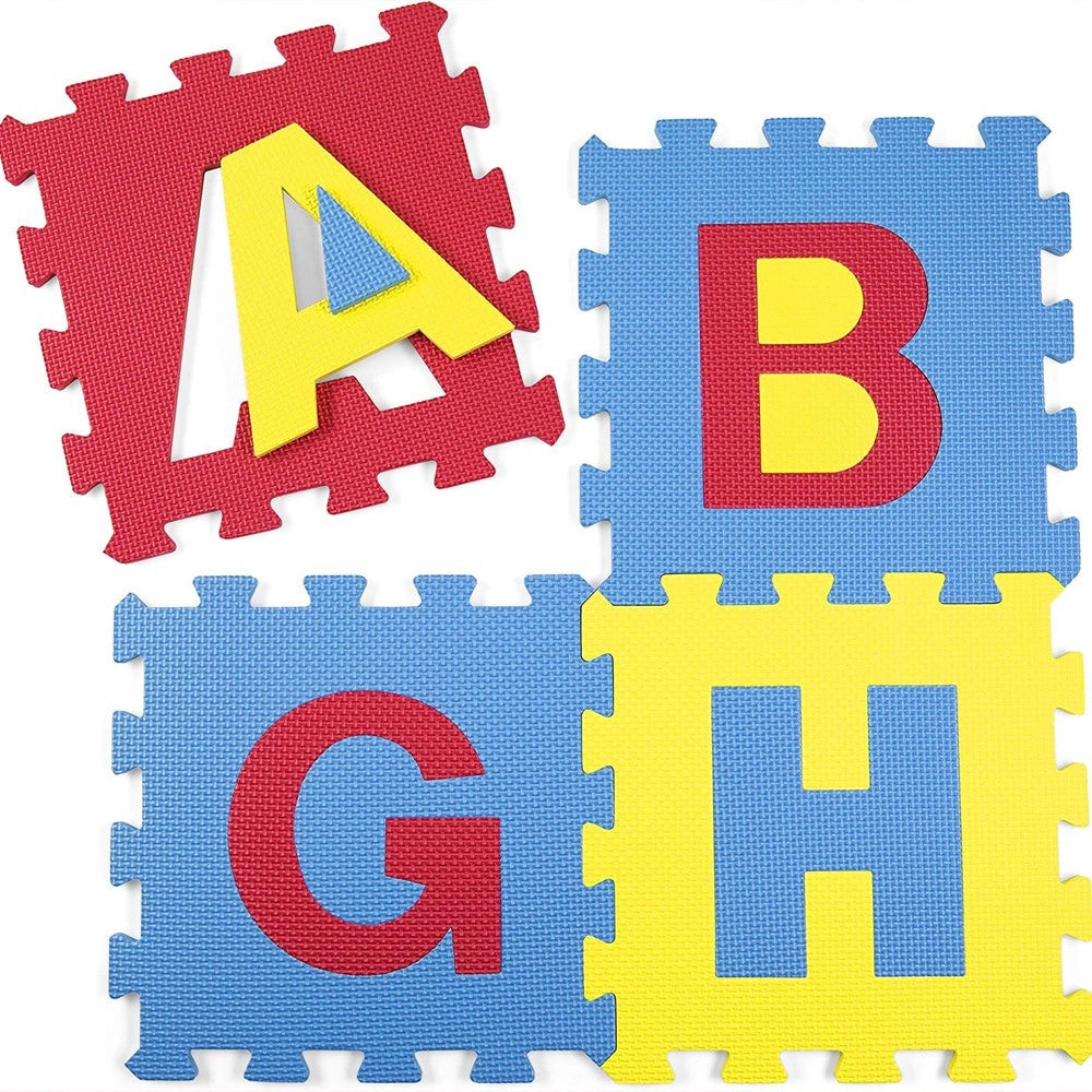 Trade Shop - Tappeto Morbido Tappetino Puzzle Con Lettere Morbido Mattonelle 29.5x29.5cm -