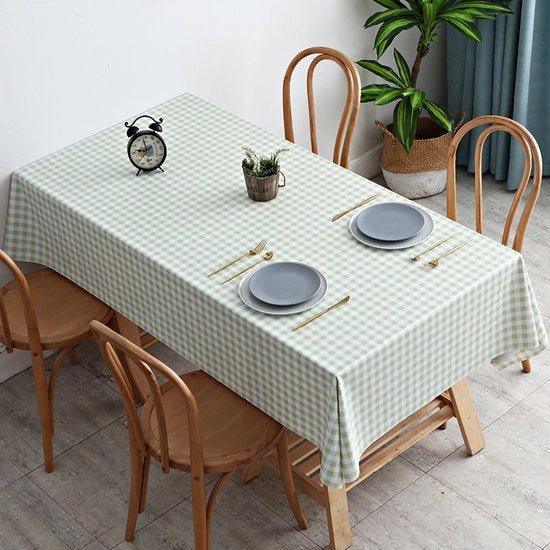 Tavolo con tovagliato PVC impermeabile, lavabile, resistente all'olio, impermeabile all'acqua di scarico e senza pieghe, per uso domestico, cucina, festa e all'aperto - Piccolo elegante verde - 140*220