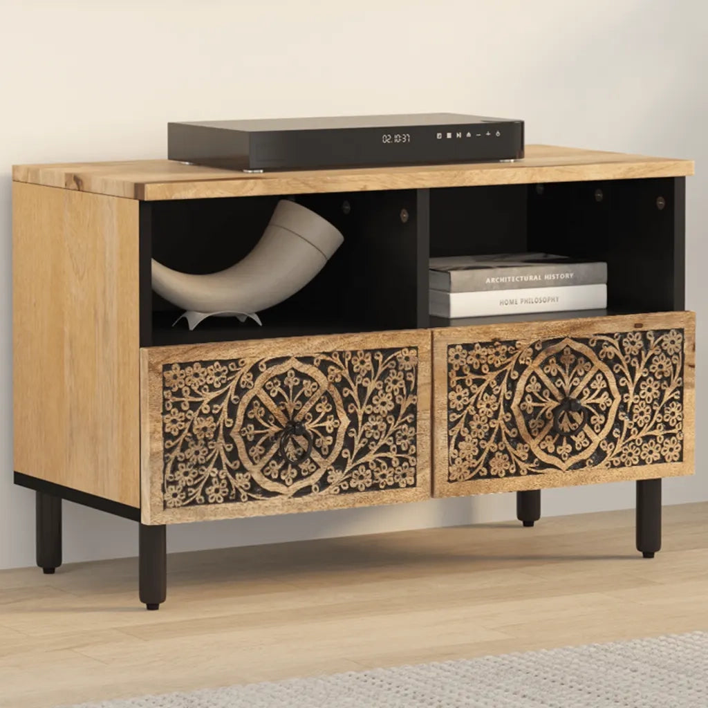 Mobile Porta TV-Credenza per TV 70x33x46 cm in Legno Massello di Mango