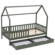Letto a cabina per bambini 190x90cm verde con cassetti MARCEAU