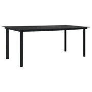 Tavolo da Giardino Nero 190x90x74 cm in Acciaio e Vetro cod mxl 42754
