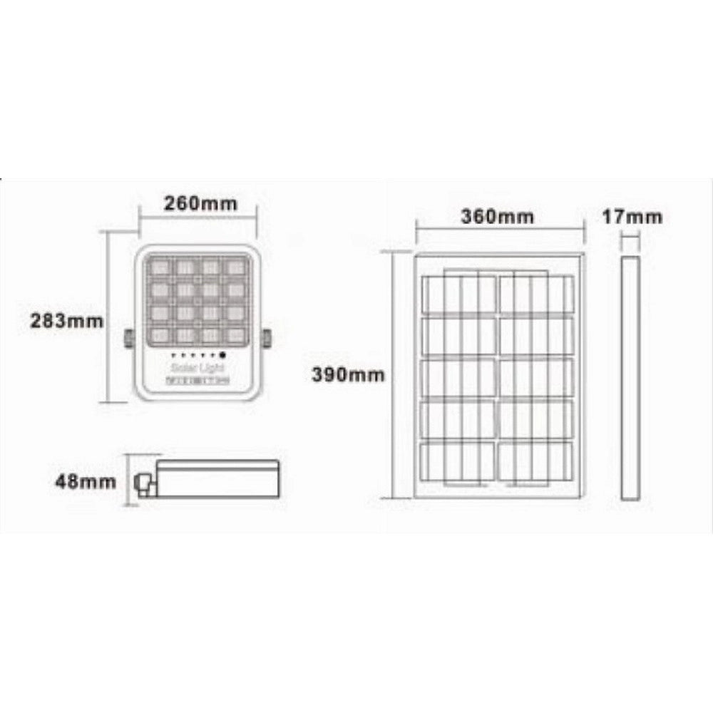 Trade Shop - Faro Led Proiettore 300w Ip65 Cct 3in1 Con Pannello Solare Telecomando Ry-300w-3c -