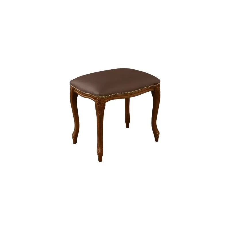 Pouff imbottito ecopelle marrone legno noce scuro 43x33x43 - Mobili 2G